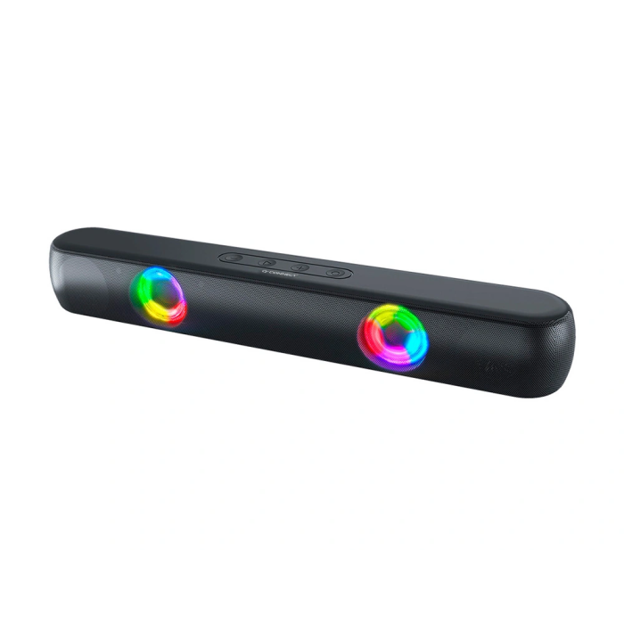 Q-connect Barra de Sonido Bluetooth con Iluminación LED y Control de Volumen, Potencia 2x5W, Color Negro 1