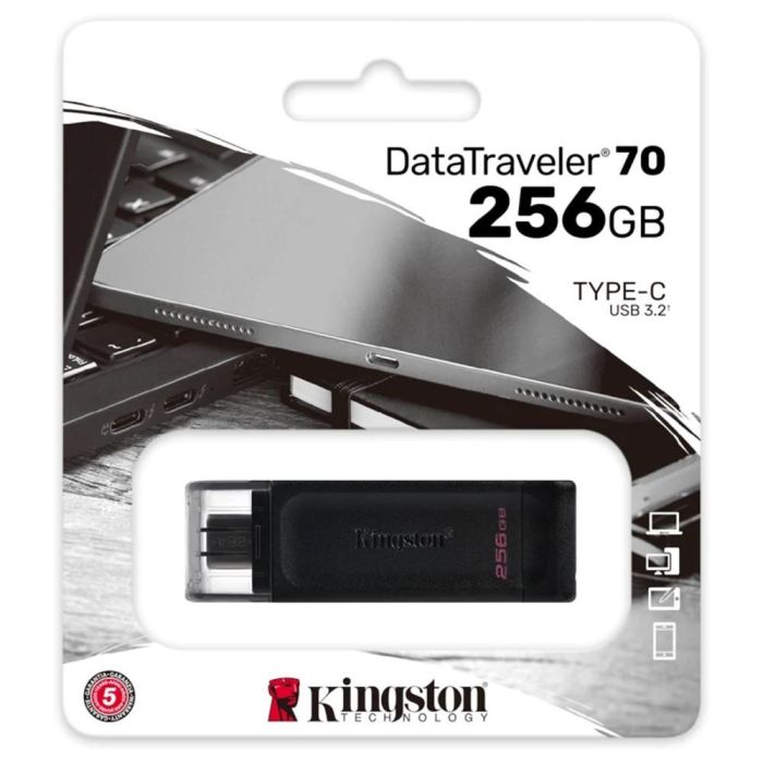 KINGSTON DT70/256GB Pendrive 256GB USB-C 3.2 Gen 1 Negro 200MB/s KINGSTON DT70/256GB Pendrive 256GB USB-C 3.2 Gen 1 Negro 200MB/s
