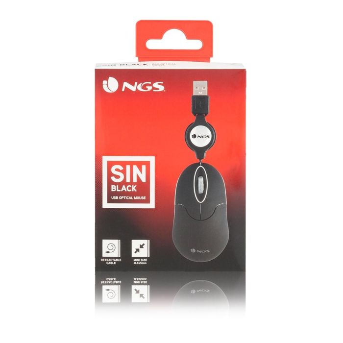 NGS SIN Ratón Óptico USB con Cable, 1000 DPI, 3 Botones, Retráctil, Negro 6 NGS SIN Ratón Óptico USB con Cable, 1000 DPI, 3 Botones, Retráctil, Negro 6