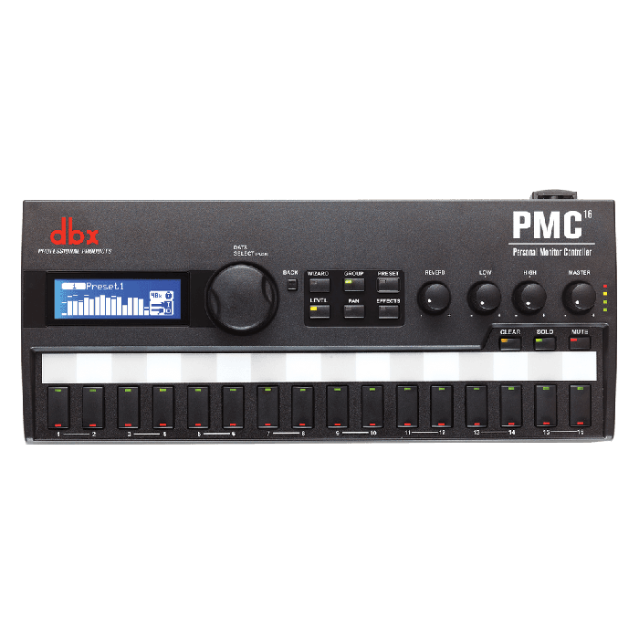 DBX PMC16 Controlador de Monitor Personal de 16 Canales con Mezclador y Lexicon Reverb
