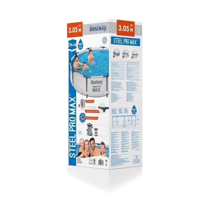 BESTWAY Steel Pro Max Tubular Piscina Sobre Suelo 305x76 cm 1249 L/H Depuradora de Cartucho 5 BESTWAY Steel Pro Max Tubular Piscina Sobre Suelo 305x76 cm 1249 L/H Depuradora de Cartucho 5