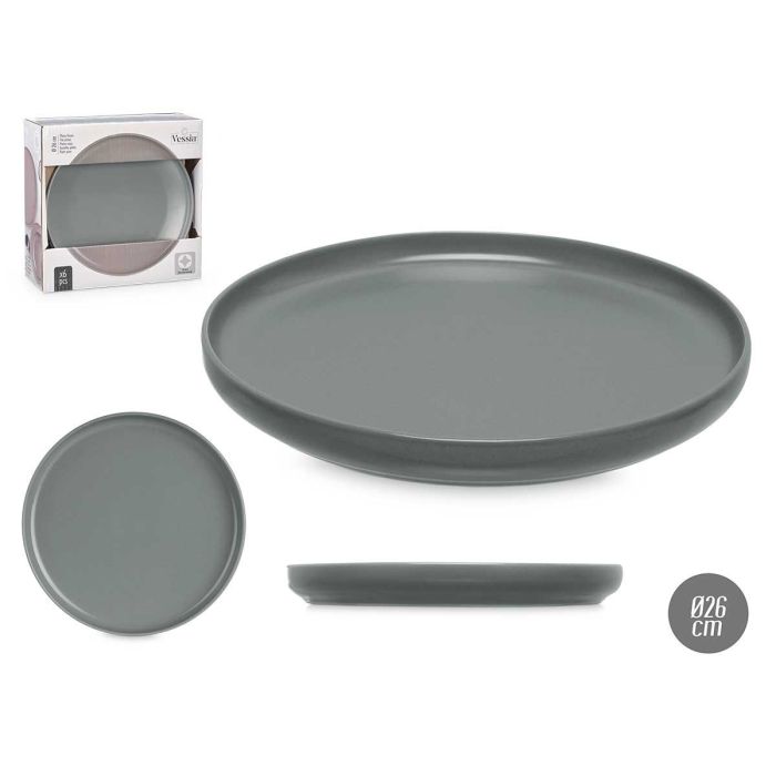 Plato Llano Grande Gres Gris Oscuro 26,5Cm Vessia (24 Unidades) Plato Llano Grande Gres Gris Oscuro 26,5Cm Vessia (24 Unidades)