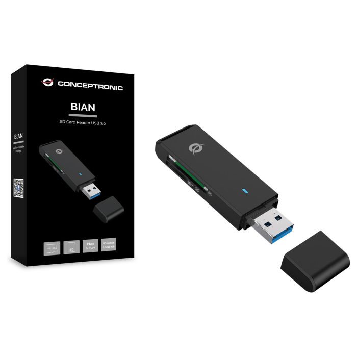 Conceptronic Lector de Tarjetas Externo USB 3.0 Compatible con SD, SDHC, SDXC, Micro SD/T-Flash, Micro SDHC, Micro SDXC+