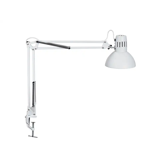 Maul Lámpara de Escritorio Metal 57W Doble Brazo Cabezal Orientable Pinza Color Blanco 2