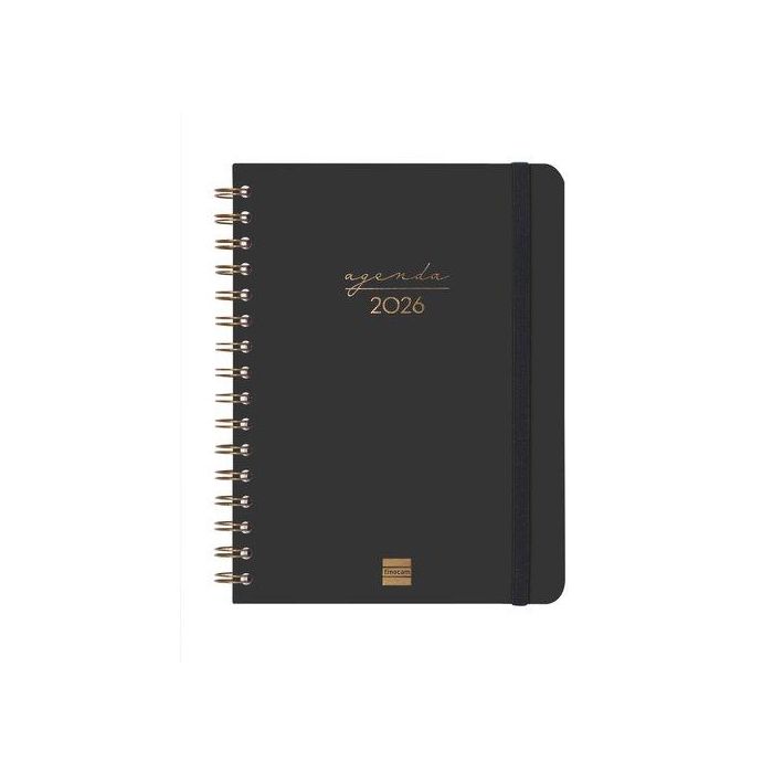 Agenda Anual (2026) Catalan Finocam Espiral Alma Wire-O Tapa Extra Con Goma E10 155X212 S/V Apais. Negre