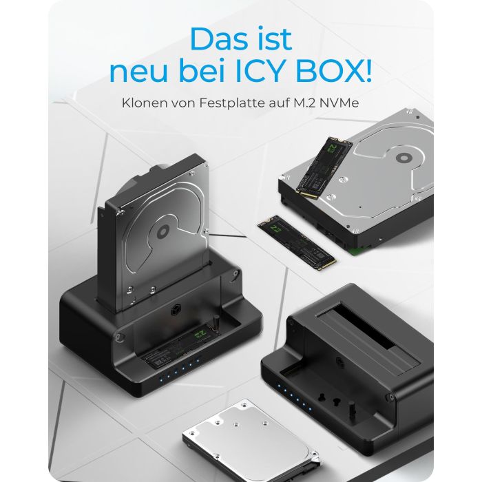 ICY BOX IB-2914MSCL-C31 Klon- und DockingStation für M.2 NVMe SSD und 3.5"/2.5" SATA HDD/SSD 1