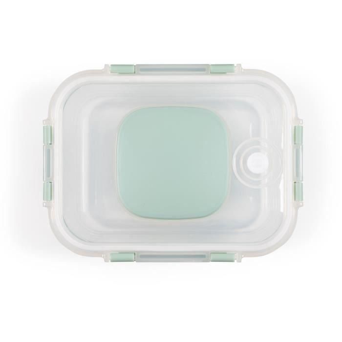 Livoo MEN404V Juego de 2 Recipientes para Vacío de Vidrio Borosilicato, Tapa de Plástico, 1.04L y 1.5L, Encajables 3