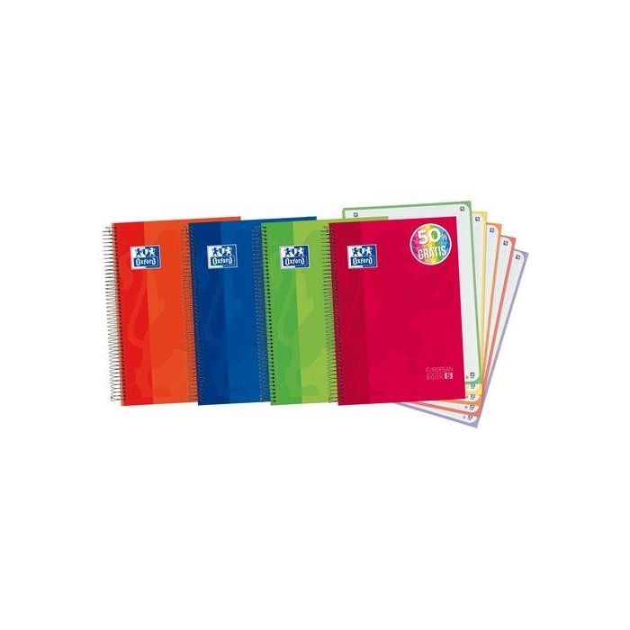Bloc Oxford School Eu.Book 5 Micro.Tapa Extra A4+ 120H Cuadric.5X5 90G Surtido (Col. Vivos) (50% Hjs Gratis) 5 unidades