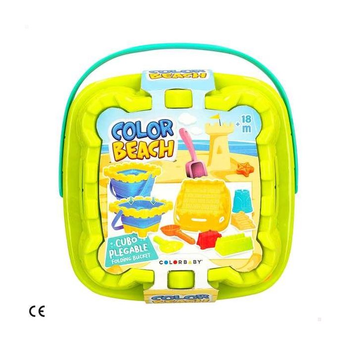 Cubo castillo de playa plegable con juguetes de playa color beach 2 Cubo castillo de playa plegable con juguetes de playa color beach 2