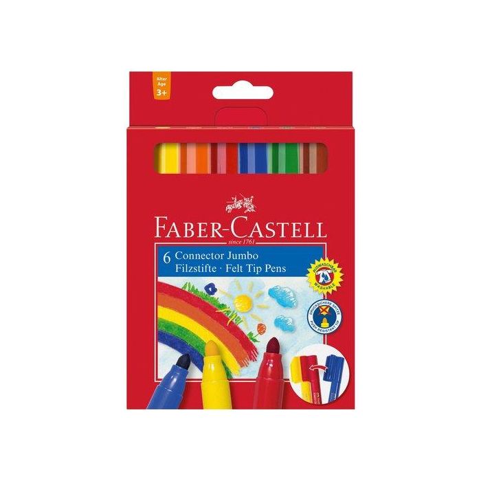 Rotulador Faber Connector Pens Jumbo Caja De 6 (Set de 10)