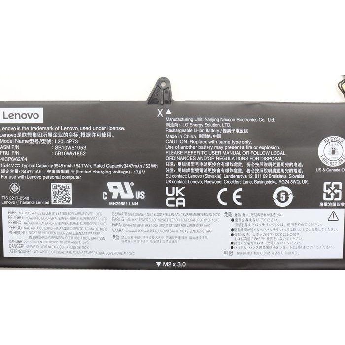 Lenovo Internal lithium-ion battery, 4-cell design, 54.7Wh capacity, 15.44V voltage, compatible with Lenovo laptops. 2 Lenovo Internal lithium-ion battery, 4-cell design, 54.7Wh capacity, 15.44V voltage, compatible with Lenovo laptops. 2