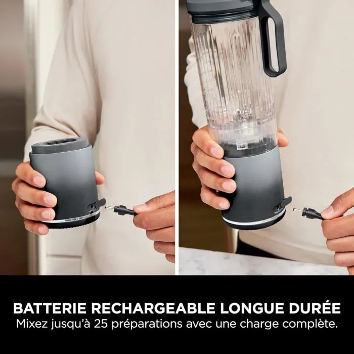Ninja Licuadora portátil Blast Max BC251EULD, Recipiente 530 ml, Batería 2h, Inalámbrica, Sin BPA, Gris 1