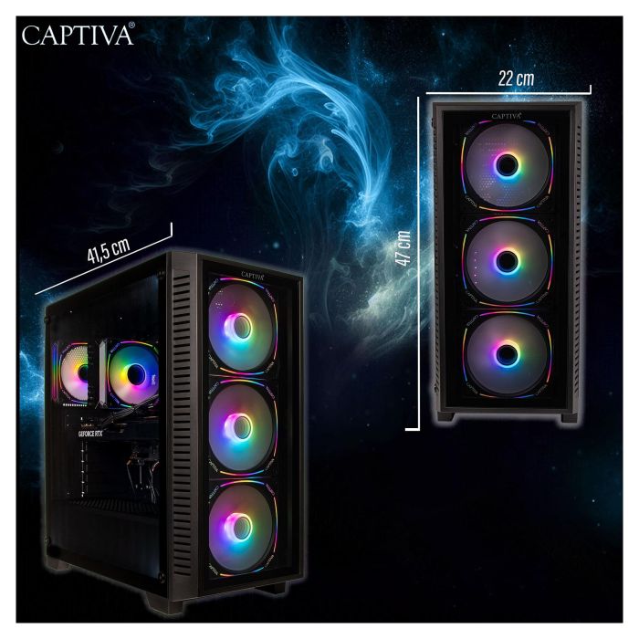 Captiva R89-503 PC Gaming Highend, AMD Ryzen 7 7800X3D, 32GB DDR5, 2TB SSD M.2, NVIDIA GeForce RTX 5070 Ti 16GB, Windows 11 Home, Torre Midi Negra