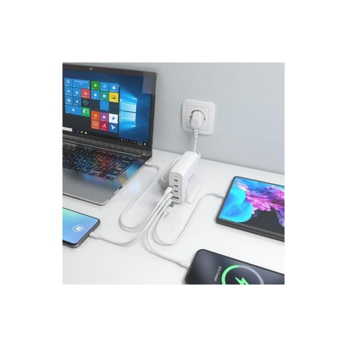 Cargador Sobremesa GaN Aisens ASCH-140W4P055-W/ 3xUSB Tipo-C/ 1xUSB/ 140W 3 Cargador Sobremesa GaN Aisens ASCH-140W4P055-W/ 3xUSB Tipo-C/ 1xUSB/ 140W 3