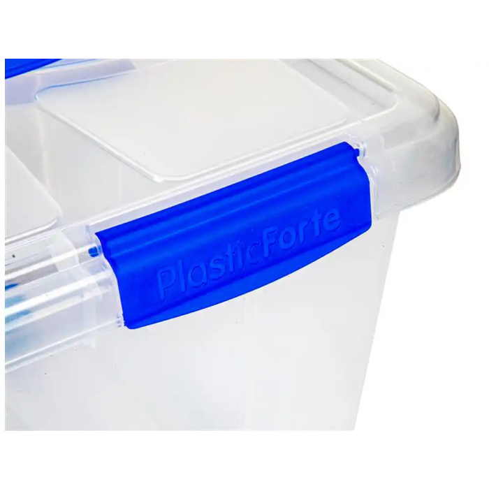 Plasticforte Contenedor de Plástico 55 Litros Transparente con Tapa 590x400x350 mm 1