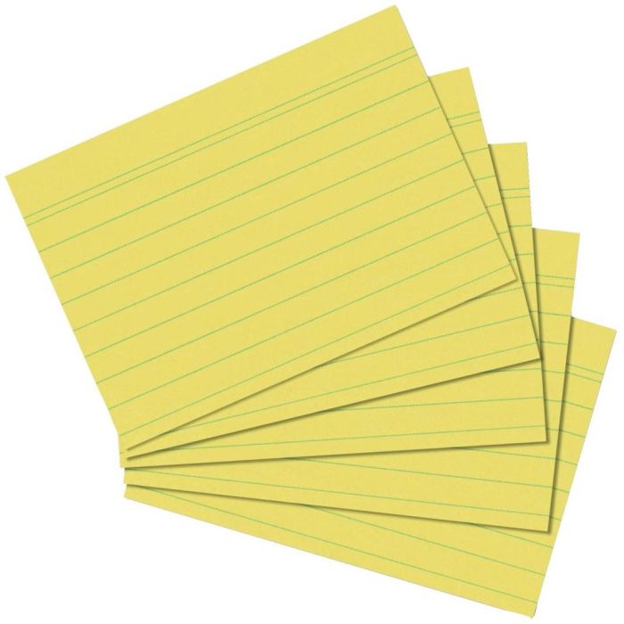 Herlitz Karteikarte A5, rayado, amarillo, paquete de 100 unidades