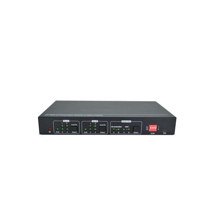 Vivolink HDMI 2.0 4x2, 4K@60Hz, 18Gbps, HDCP 2.2, SPDIF, 3.5mm, RS-232, 200x28.5x100 mm Vivolink HDMI 2.0 4x2, 4K@60Hz, 18Gbps, HDCP 2.2, SPDIF, 3.5mm, RS-232, 200x28.5x100 mm