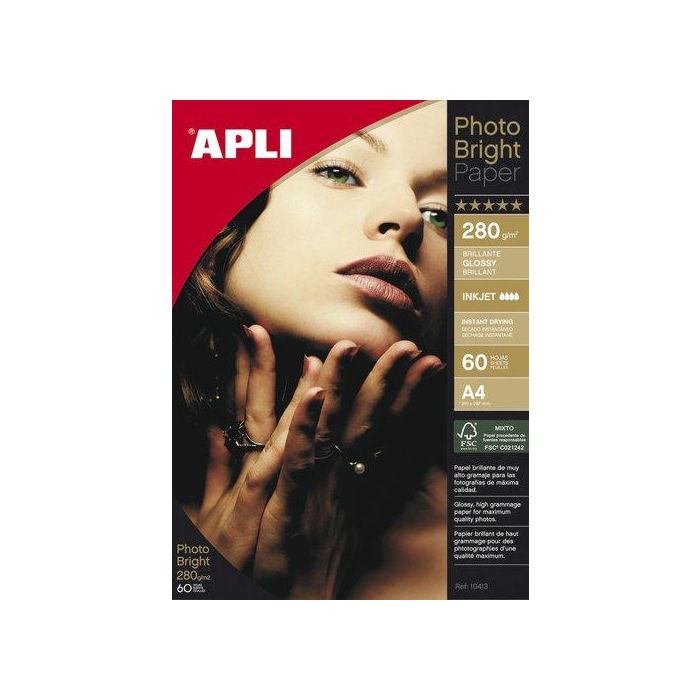 Papel Inkjet Apli Foto A4 280G 60H Bright Pro
