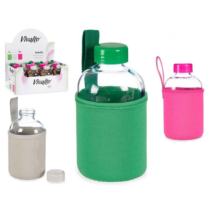 Botella Cristal Neopreno 600Ml 3Pzs Surt Col Vivos Vivalto 9X16CM (24 Unidades) Botella Cristal Neopreno 600Ml 3Pzs Surt Col Vivos Vivalto 9X16CM (24 Unidades)