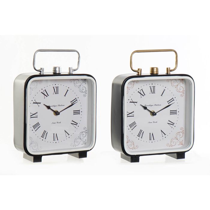 DKD Home Decor Reloj Sobremesa Chic 7 x 27 x 19 cm Hierro Cristal Negro Azul Blanco 2 Unidades 0 DKD Home Decor Reloj Sobremesa Chic 7 x 27 x 19 cm Hierro Cristal Negro Azul Blanco 2 Unidades 0