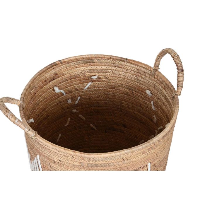 Cesta Boho DKD Home Decor Natural Blanco 46 x 48 x 46 cm Set de 3 1