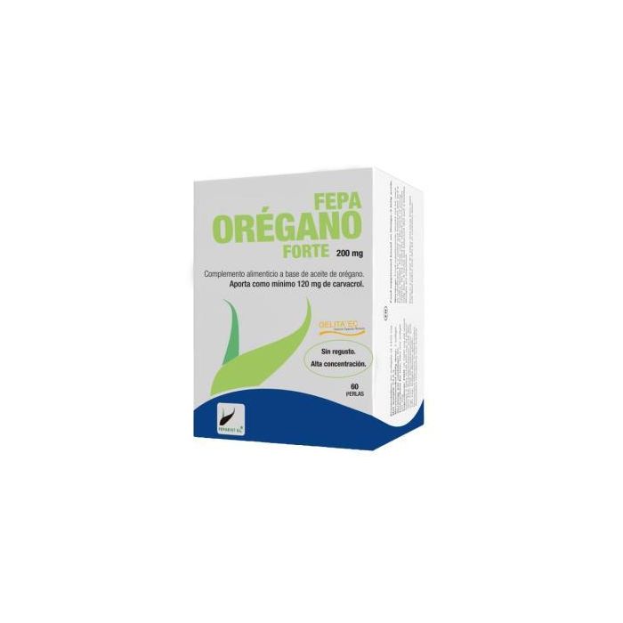 Fepa Oregano Forte 200mg 60 Perlas con Aceite Esencial de Orégano y Carvacrol 60-80% Sin Regusto