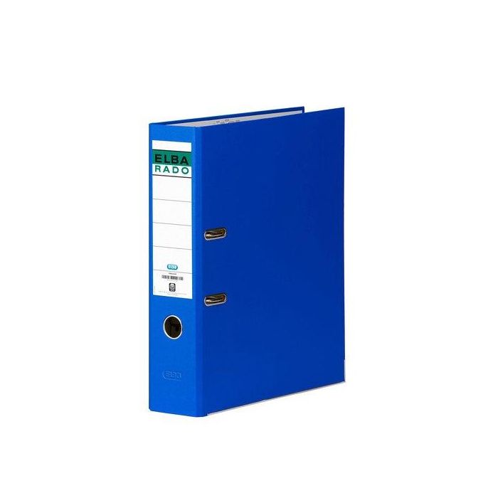 Elba Rado chic Archivador de palanca Folio lomo 80 mm forrado cartón azul con anillas 2/75 mm y compresor metálico