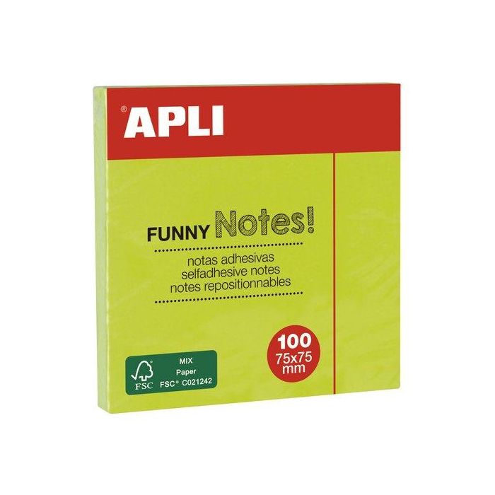 Taco Notas Apli 76X76 Verde Neon (Set de 12)