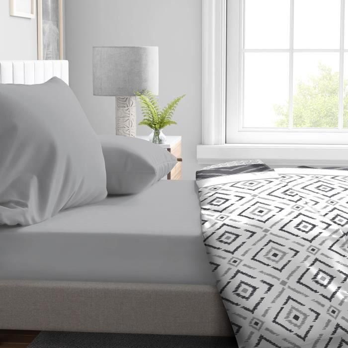 Home Linge Passion HP71765 Sábana Bajera Ajustable Microfibra 82g 140x190 cm Gris Claro Capó 30 cm 1