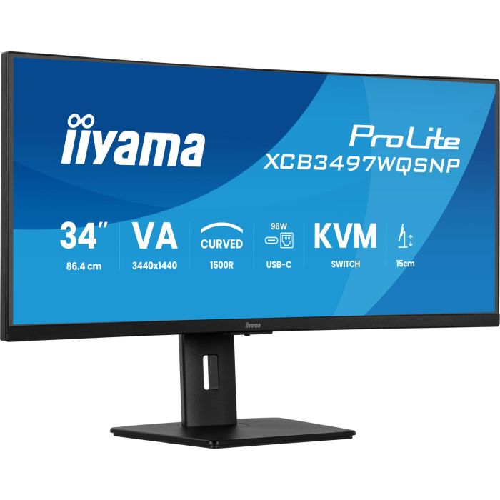 Iiyama Monitor Curvo 34" XCB3497WQSNP-B1, UltraWide Quad HD (3440x1440), VA, 1500R, 120Hz, 95W USB-C PD 9 Iiyama Monitor Curvo 34" XCB3497WQSNP-B1, UltraWide Quad HD (3440x1440), VA, 1500R, 120Hz, 95W USB-C PD 9