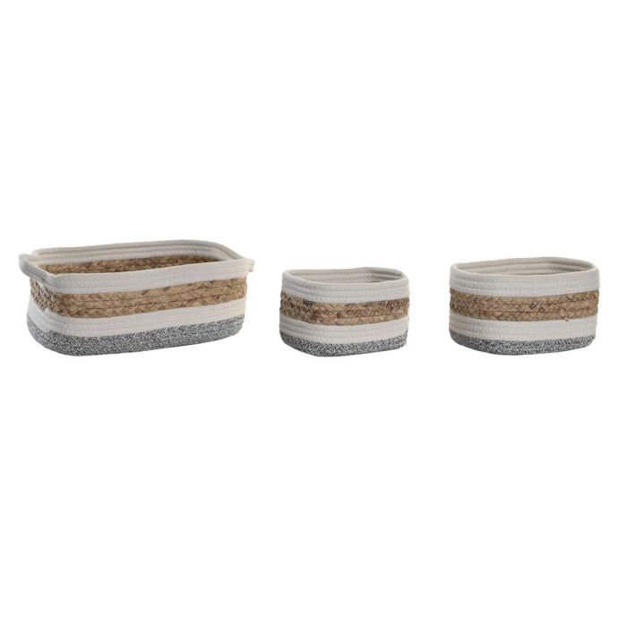 Cesta Basicos DKD Home Decor Blanco Natural 23 x 13 x 33 cm Set de 3 1