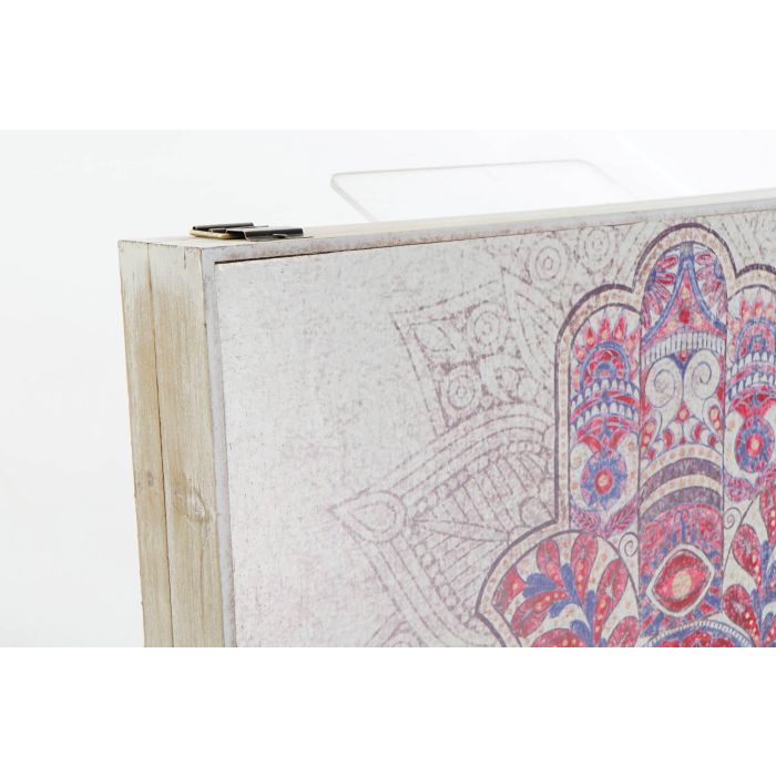DKD Home Decor Tapa Contador Estilo Indio Mano Hamsa Beige Gris MDF Lienzo Largo 6 x Alto 31.5 x Ancho 46.5 cm (2 Unidades) 1