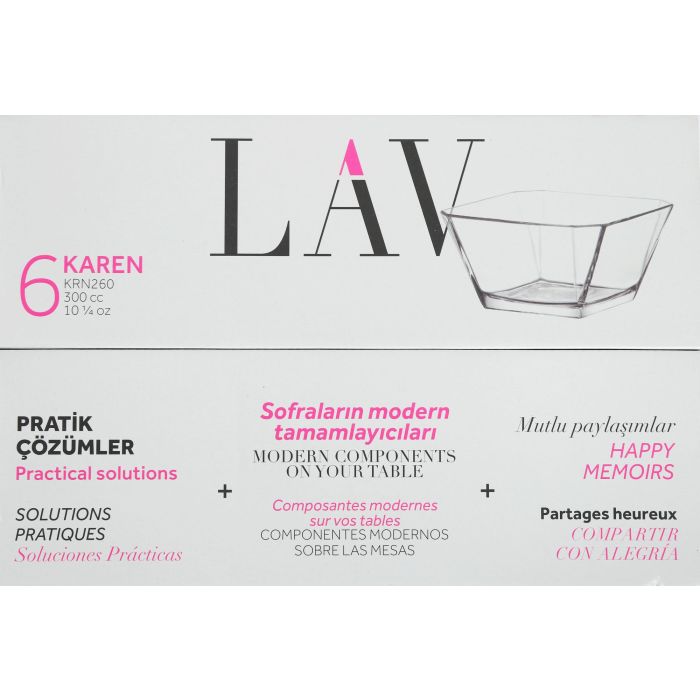 Lav Set 6 Bols Cuadrados Karen 10.5x10.5x5.7 cm (8 Cajas) 1