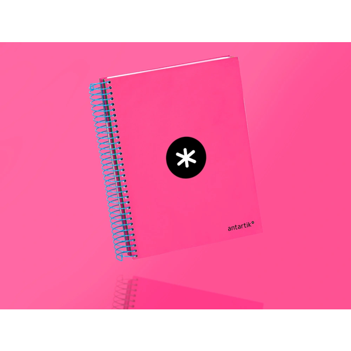 Antartik Cuaderno Espiral A5 Micro Tapa Forrada 120 Hojas 90gr Cuadro 5mm Banda S 6 Taladros Rosa 8