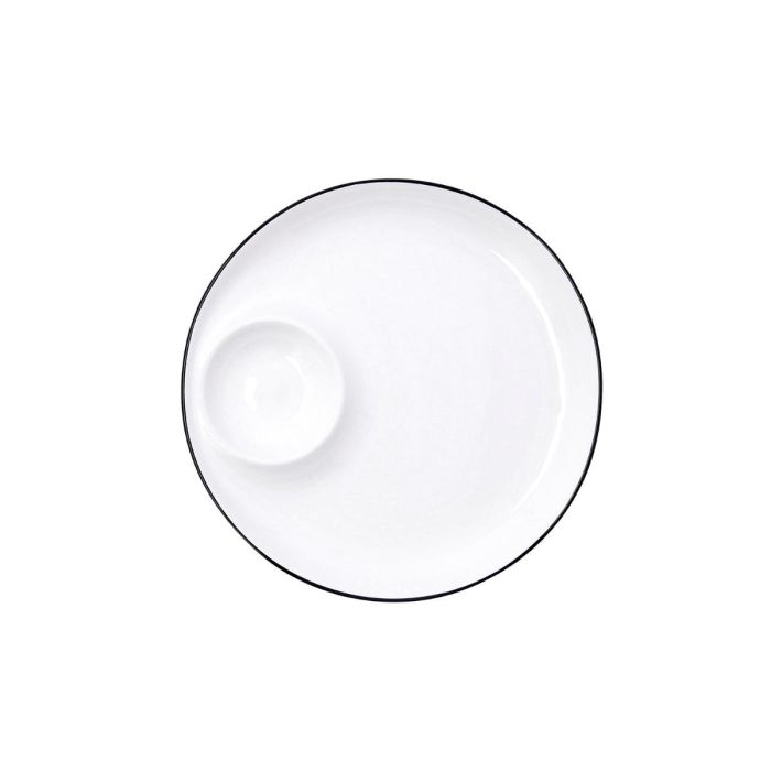 Quid Plato Dipear de Porcelana Gastro Black 25 cm - Cerámica Blanco y Negro, Apilable, Apto Lavavajillas y Microondas