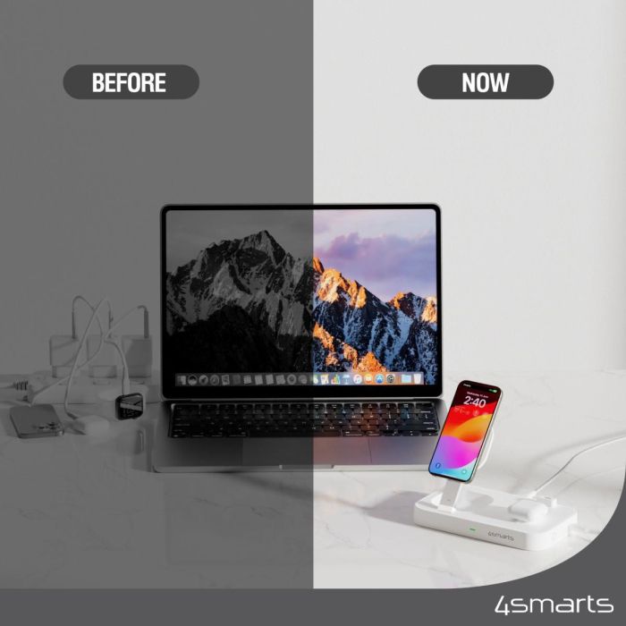 4smarts Qi2 Estación de Carga Inalámbrica Trident, Blanco, 25W 5 4smarts Qi2 Estación de Carga Inalámbrica Trident, Blanco, 25W 5