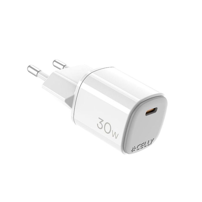 Cargador de Pared Celly UPTC1USBC30WWH Blanco 30 W Cargador de Pared Celly UPTC1USBC30WWH Blanco 30 W