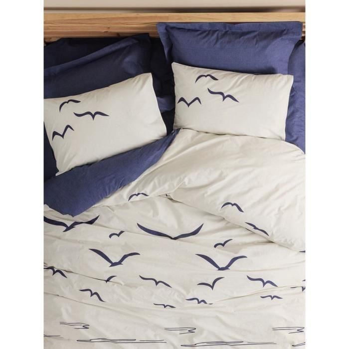 Juego de cama - 1 funda nórdica 220x240 cm + 2 fundas de almohada 60x60 cm - 100% algodón - Azul 3 Juego de cama - 1 funda nórdica 220x240 cm + 2 fundas de almohada 60x60 cm - 100% algodón - Azul 3