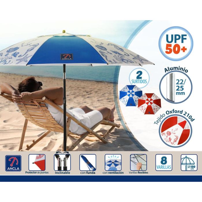 Sombrilla de playa Ø 180 cm SPF50+ Marino 3 Sombrilla de playa Ø 180 cm SPF50+ Marino 3
