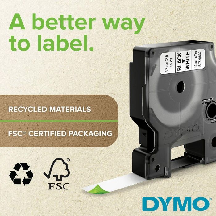 DYMO RHINO Cinta ID1-9 Blanco/negro vinilo 2