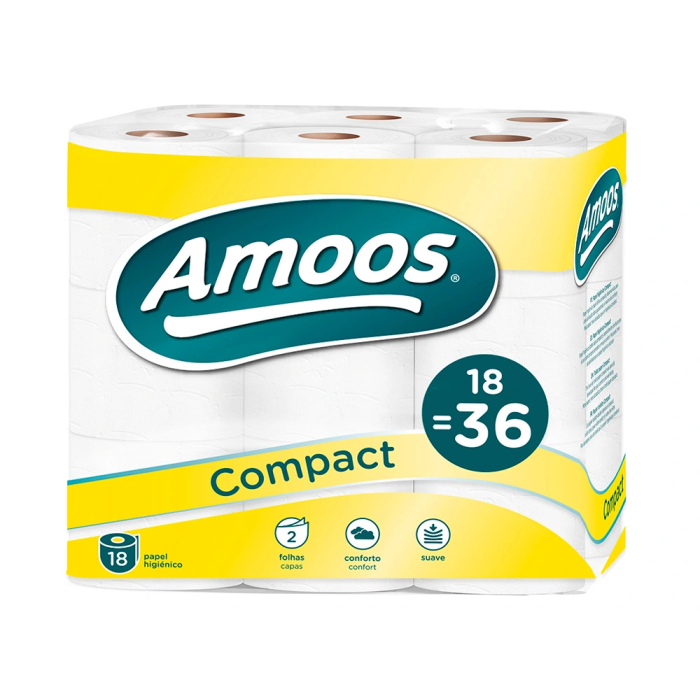 Amoos Papel Higienico Doble Largo 2 Capas 32 Metros Paquete 18 Rollos 1