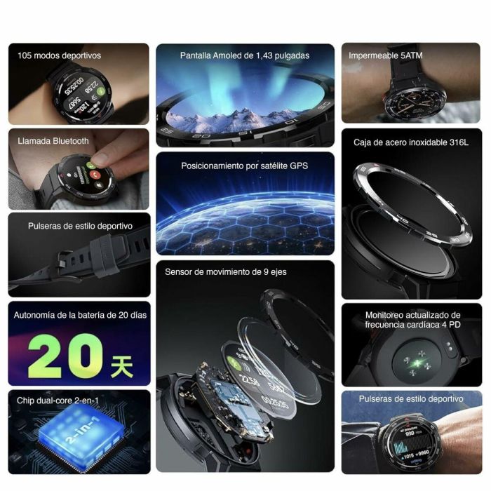 Smartwatch Mibro GS Pro Negro 8