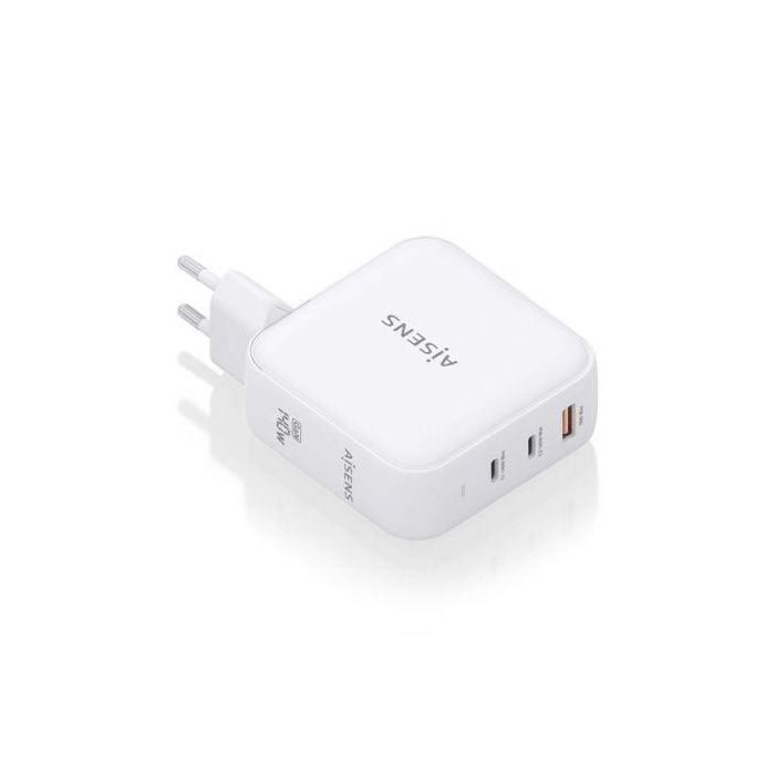 AISENS - CARGADOR GaN 140W, 2xUSB-C PD3.1 QC4.0, 1xUSB-A QC3.0, BLANCO 0 AISENS - CARGADOR GaN 140W, 2xUSB-C PD3.1 QC4.0, 1xUSB-A QC3.0, BLANCO 0