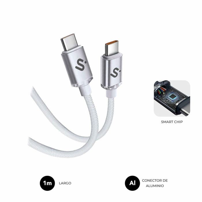Cable USB-C a USB-C Subblim OPTIMUS Blanco 1 m 6 Cable USB-C a USB-C Subblim OPTIMUS Blanco 1 m 6
