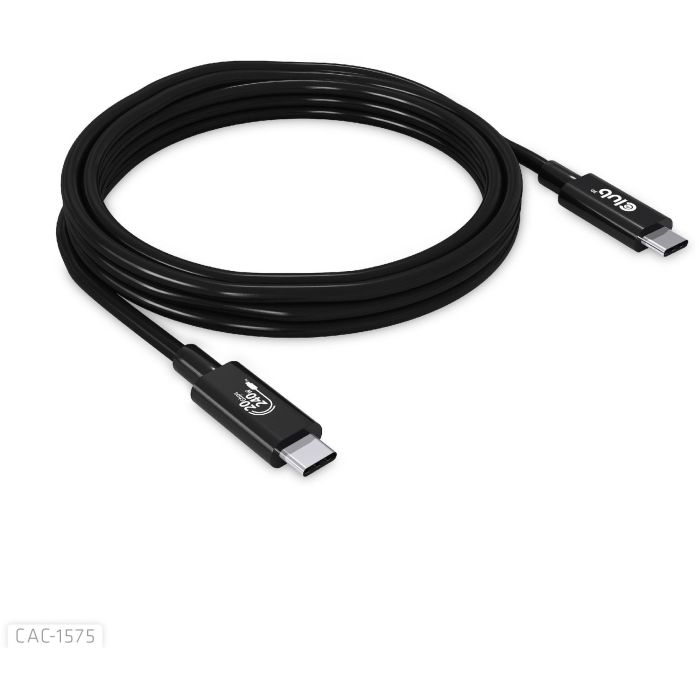 Club 3D CAC-1575 Cable USB 4 Tipo C a USB C, 240W PD, 20Gbps, 4K, 2m Macho a Macho Negro 3