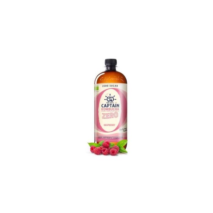 CAPTAIN Kombucha Zero Azúcar Frambuesa Bio 1L - Sin Gluten, Cero Calorías, Ingredientes 100% Naturales