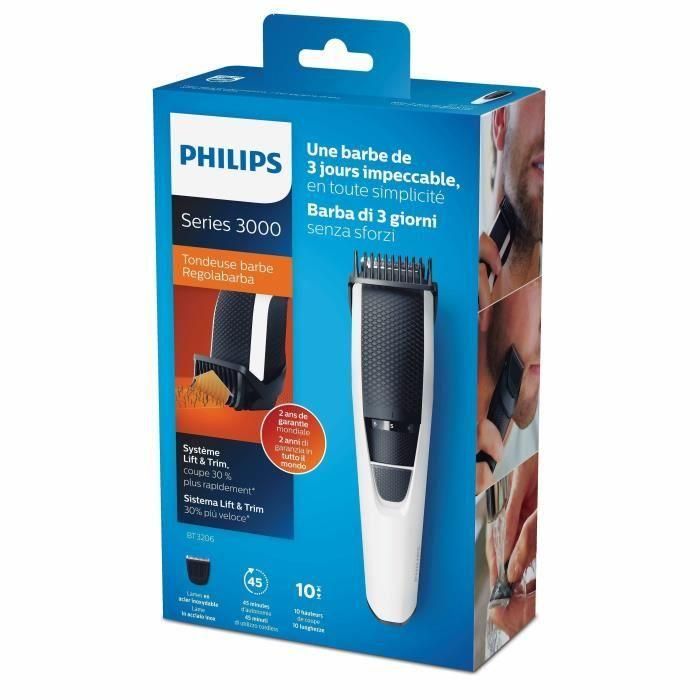 Cortapelos Philips Beardtrimmer Bt3206 14 Blanco 2 Cortapelos Philips Beardtrimmer Bt3206 14 Blanco 2