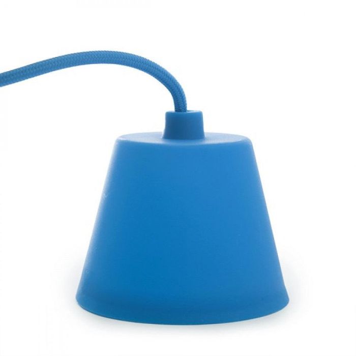 Portalámparas E27 de PVC con Cable Textil y Rosetón Color Azul - Lámpara Colgante Techo de Fácil Instalación y Diseño Moderno 1