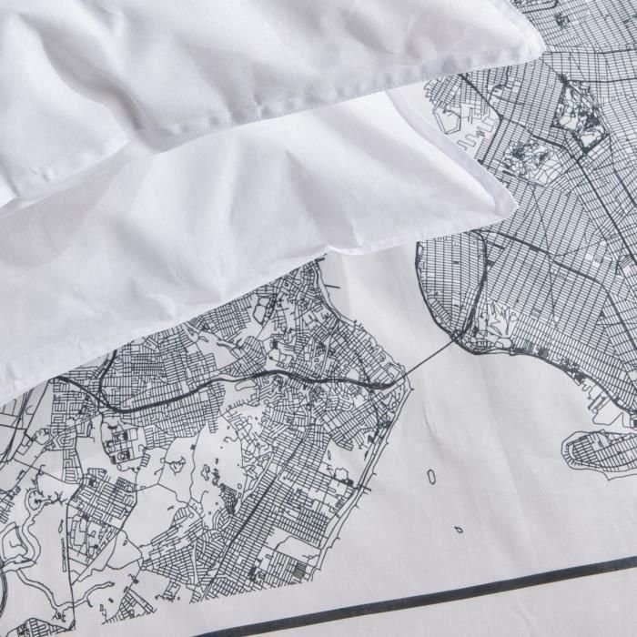 Today TOD3574641256562 Juego de cama JAVA de Algodón 240x220 cm para 2 personas, Estampado New York, Blanco 1