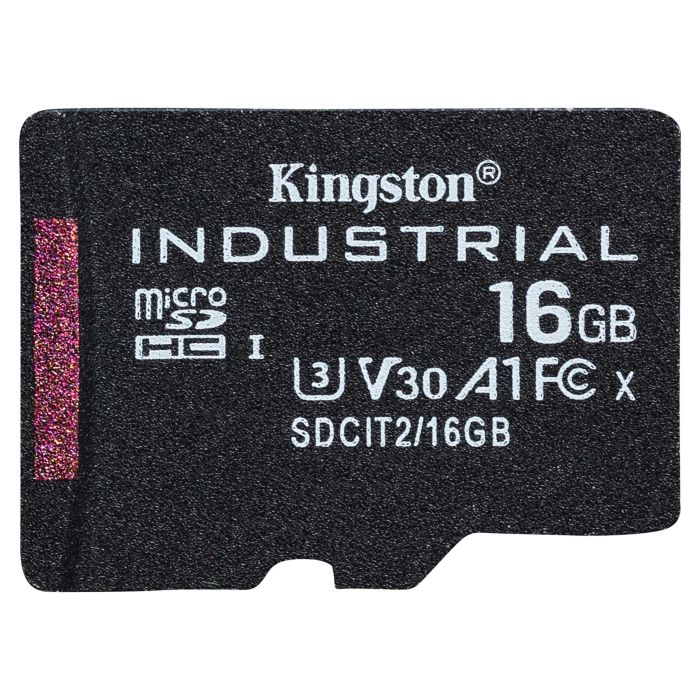 Kingston Tarjeta Memoria MicroSDHC 16GB Industrial U3 V30 A1 -40°C a 85°C Lectura 100MB/s 1920 TBW 2